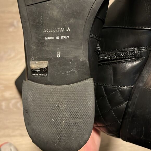 AQUATALIA Oralie Knee-High Stretch Leather Riding Boots Side Zip Quilted, Size 8 - Picture 13 of 15